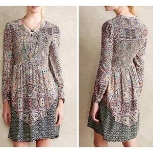 Anthropologie Maeve Dress Womens XS Petite Smocked Boho Artsy Pockets
